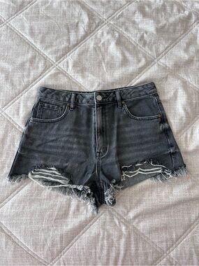 PacSun Black Distressed High-Rise Denim Shorts